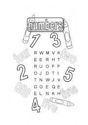 English Worksheet: NUMBERS 1-2-3-4-5 - ONE -TWO-THREE-FOUR-FIVE...REVIEW