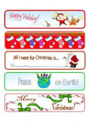 English Worksheet: Christmas Bookmarks and Songs