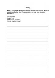 English Worksheet: writing task - describe your favorite room