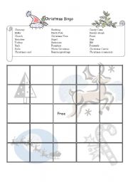 English Worksheet: Christmas bingo