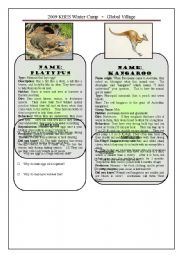 English Worksheet: Australian Animals 1/3