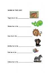 English worksheet: animals