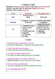 English Worksheet: unreal past