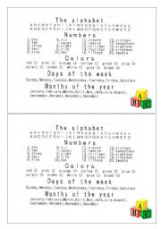 English Worksheet: BASIC Reference Card for Students