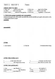 English worksheet: second grade grammar test