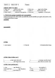 English Worksheet: second grade grammar test