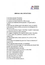 English Worksheet: Gerunds and Infinitives