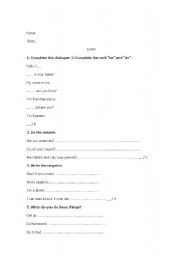 English worksheet: to be