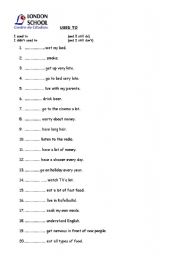 English worksheet: used to