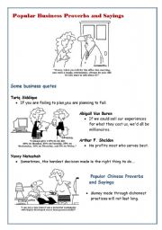 English Worksheet: Popular business sayings and proverbs: fun with reading activity list