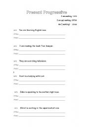 English worksheet: PRESENT PROGRESSIVE