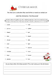 English Worksheet: A Christmas Word Search