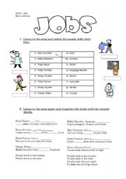 English Worksheet: jobs song