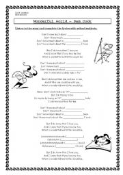 English Worksheet: school subjects song