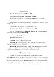 English worksheet: Past Time expressions