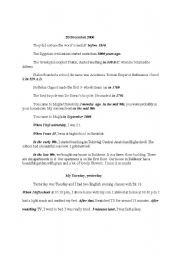English Worksheet: Past Time expressions