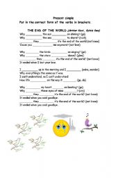 English Worksheet: present simple The End of the World