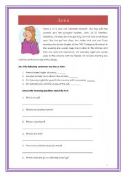 English Worksheet: Annas daily routine