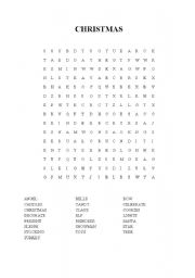 English Worksheet: CHRISTMAS WORDSEARCH