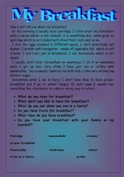 English Worksheet: My Breakfast