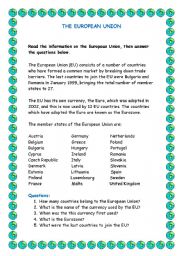 English Worksheet: The European Union