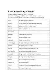 English worksheet: Verbs followed by infinitive & Gerunds