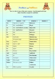 English Worksheet: Prefixes and Suffixes 