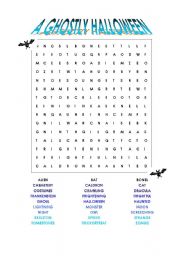 English Worksheet: Halloween Word Search
