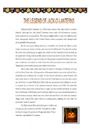 English Worksheet: Reading, The Legend of Jack-o-Lanterns