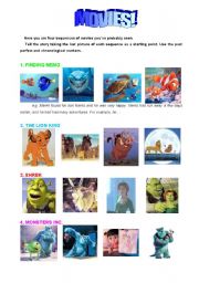 English Worksheet: Movies! (re-telling activity)