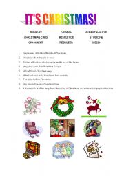 English worksheet: Worksheet, Christmas Vocabulary