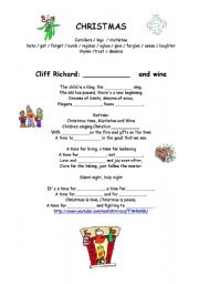 English Worksheet: Cliff Richard: Mistletoe and Wine