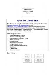 English worksheet: board game