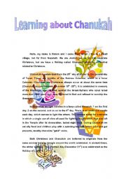 English Worksheet: Reading, Chanukah