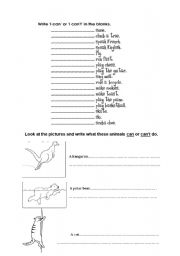 English worksheet: can - cant