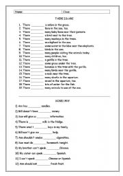 English Worksheet: there is - are / some - any
