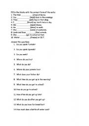 English Worksheet: simple present