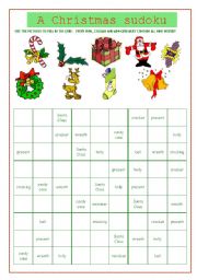 English Worksheet: a xmas sudoku