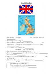 English Worksheet: Great Britain Quiz