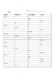 English worksheet: irregular verb test 2