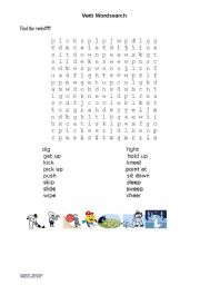 English Worksheet: verb wordsearch