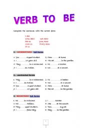 English Worksheet: VERB TO BE