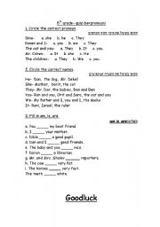 English worksheet: be+pronouns