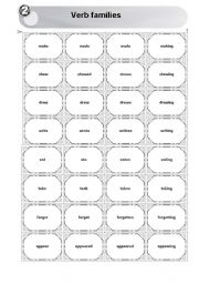 English worksheet: Verb families