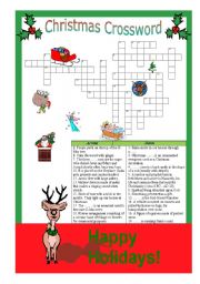 English Worksheet: Christmas crossword - Answers are provided