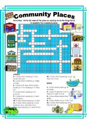 Community Places Crossword