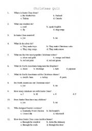 English Worksheet: Christmas Quiz