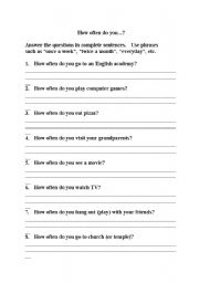 English Worksheet: How Often do you....?