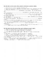 English Worksheet: present simple and present continuous