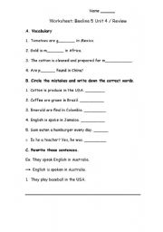 English worksheet: grammar review